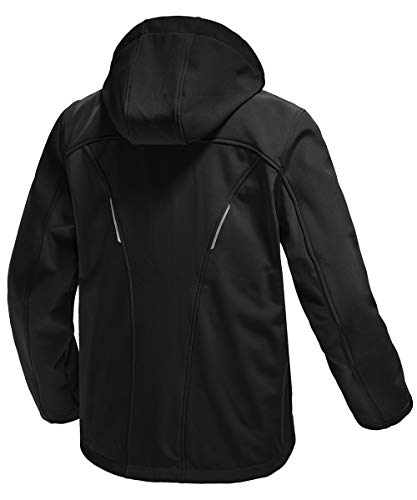 Gopune Men's Softshell Hiking Jacket Fleece Lined Waterproof Lightweight Hooded Coat (Black,XL)