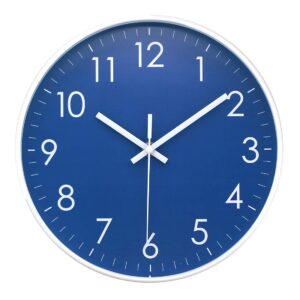 epy huts wall clock battery operated indoor non-ticking silent quartz quiet sweep movement wall clock for office, bathroom, living room decorative 10 inch dark blue