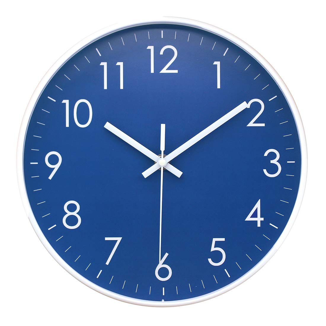 Epy Huts Wall Clock Battery Operated Indoor Non-Ticking Silent Quartz Quiet Sweep Movement Wall Clock for Office, Bathroom, Living Room Decorative 10 Inch Dark Blue