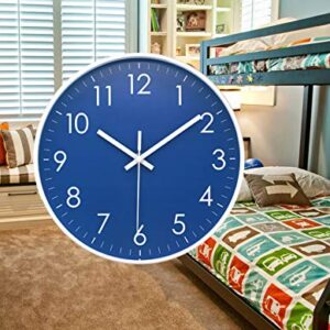 Epy Huts Wall Clock Battery Operated Indoor Non-Ticking Silent Quartz Quiet Sweep Movement Wall Clock for Office, Bathroom, Living Room Decorative 10 Inch Dark Blue