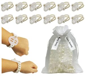 sovenny 12 pieces elastic pearl wrist bands wristlets corsage accessories for wedding prom flowers