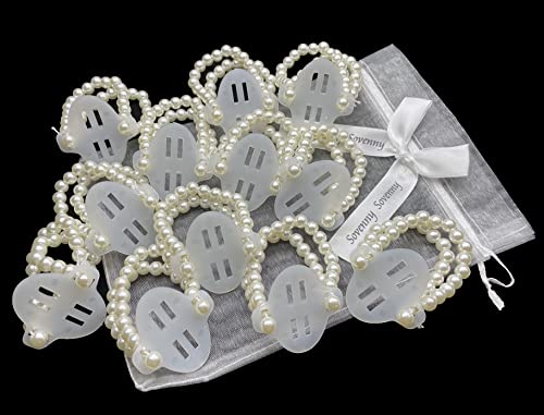 Sovenny 12 Pieces Elastic Pearl Wrist Bands Wristlets Corsage Accessories for Wedding Prom Flowers