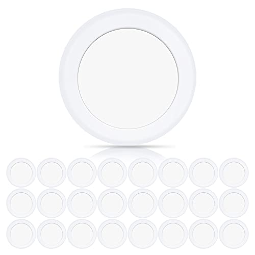 ECOELER 24 Pack 6 Inch LED Low Profile Recessed & Surface Mount Disk Light, Round, 16.5W,1000 Lumens, 4000K Cool White, CRI90, Driverless Design, Dimmable, ETL Listed, White