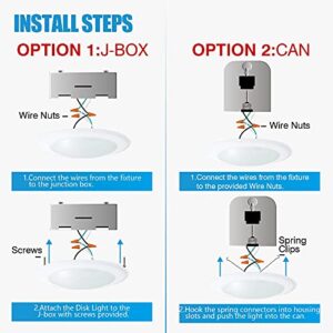 ECOELER 24 Pack 6 Inch LED Low Profile Recessed & Surface Mount Disk Light, Round, 16.5W,1000 Lumens, 4000K Cool White, CRI90, Driverless Design, Dimmable, ETL Listed, White