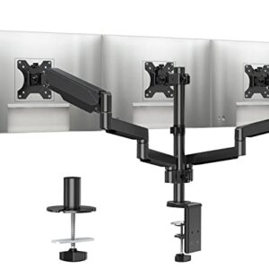 MOUNTUP Triple Monitor Stand Mount - 3 Monitor Desk Mount for Computer Screens Up to 27 inch, Triple Monitor Arm with Gas Spring, Heavy Duty Monitor Stand, Each Arm Holds Up to 17.6 lbs, MU0006