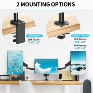 MOUNTUP Triple Monitor Stand Mount - 3 Monitor Desk Mount for Computer Screens Up to 27 inch, Triple Monitor Arm with Gas Spring, Heavy Duty Monitor Stand, Each Arm Holds Up to 17.6 lbs, MU0006