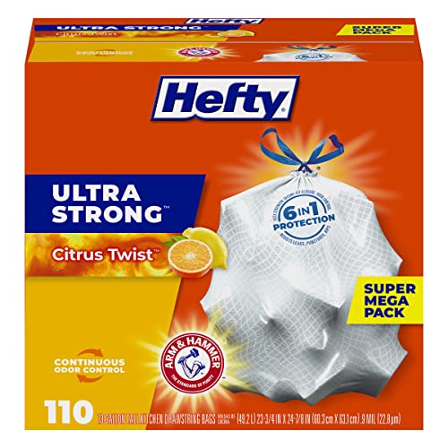 Hefty Ultra Strong Tall Kitchen Trash Bags, Citrus Twist Scent, 13 Gallon, 110 Count