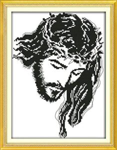 cross stitch kits, awesocrafts meditation jesus easy patterns cross stitching embroidery kit supplies christmas gifts, stamped or counted (jesus, counted)