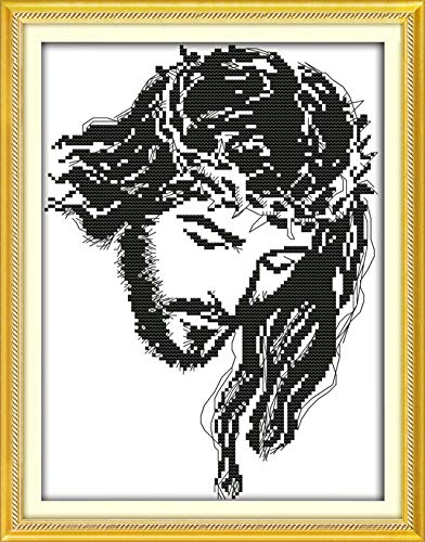 Cross Stitch Kits, Awesocrafts Meditation Jesus Easy Patterns Cross Stitching Embroidery Kit Supplies Christmas Gifts, Stamped or Counted (Jesus, Counted)