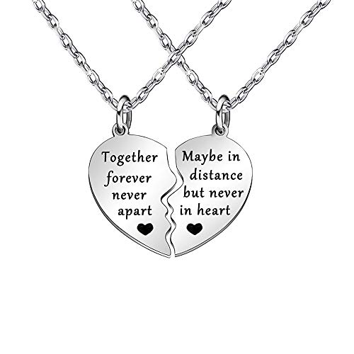 Together Forever Never Apart Maybe in Distance but Never in Heart Best Friends Necklaces BFF Sister Friendship Couples Jewelry Sets