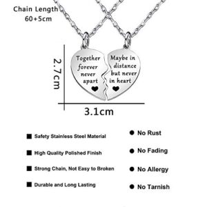 Together Forever Never Apart Maybe in Distance but Never in Heart Best Friends Necklaces BFF Sister Friendship Couples Jewelry Sets