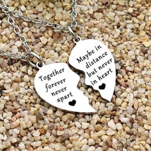 Together Forever Never Apart Maybe in Distance but Never in Heart Best Friends Necklaces BFF Sister Friendship Couples Jewelry Sets