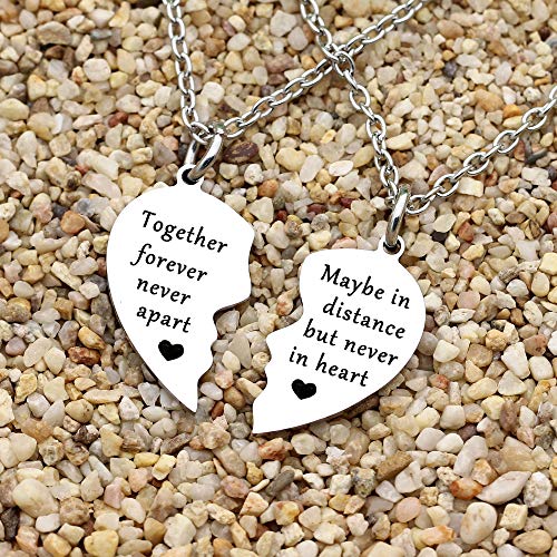 Together Forever Never Apart Maybe in Distance but Never in Heart Best Friends Necklaces BFF Sister Friendship Couples Jewelry Sets