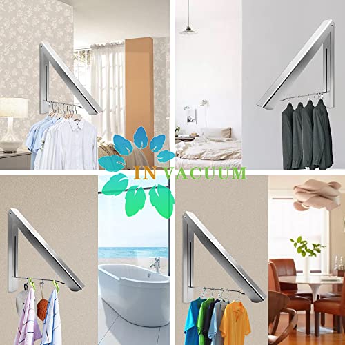 IN VACUUM Drying Racks for Laundry Foldable, Retractable Clothes Folding Indoor, Aluminium, Home Storage Organizer Wall Hanger for Clothes (1 Racks, Silver)