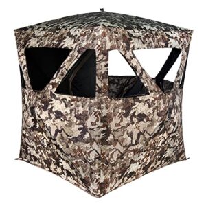 muddy hunting whitetail deer buck hog watertight 300d fabric standing height 66” veil camo pattern three person ground blind