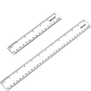 2 pack plastic ruler straight ruler plastic measuring tool for student school office (clear, 6 inch, 12 inch)