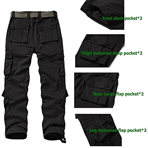 Women's Cotton Casual Military Army Cargo Combat Work Pants with 8 Pocket Black US 10