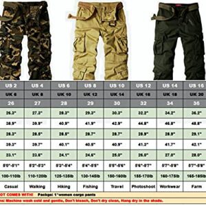 Women's Cotton Casual Military Army Cargo Combat Work Pants with 8 Pocket Black US 10