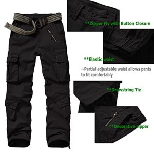 Women's Cotton Casual Military Army Cargo Combat Work Pants with 8 Pocket Black US 10