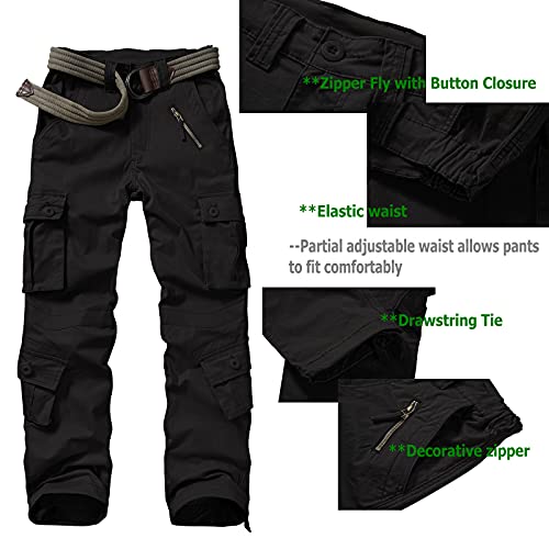 Women's Cotton Casual Military Army Cargo Combat Work Pants with 8 Pocket Black US 10