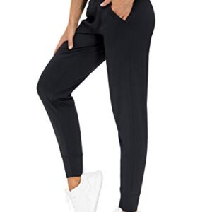 THE GYM PEOPLE Womens Joggers Pants with Pockets Athletic Leggings Tapered Lounge Pants for Workout, Yoga, Running, Training (Large, Black)