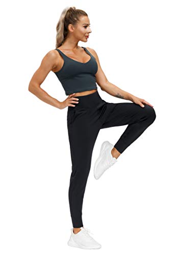 THE GYM PEOPLE Womens Joggers Pants with Pockets Athletic Leggings Tapered Lounge Pants for Workout, Yoga, Running, Training (Large, Black)