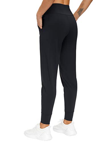 THE GYM PEOPLE Womens Joggers Pants with Pockets Athletic Leggings Tapered Lounge Pants for Workout, Yoga, Running, Training (Large, Black)