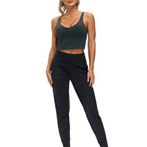 THE GYM PEOPLE Womens Joggers Pants with Pockets Athletic Leggings Tapered Lounge Pants for Workout, Yoga, Running, Training (Large, Black)