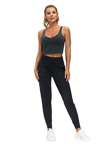 THE GYM PEOPLE Womens Joggers Pants with Pockets Athletic Leggings Tapered Lounge Pants for Workout, Yoga, Running, Training (Large, Black)