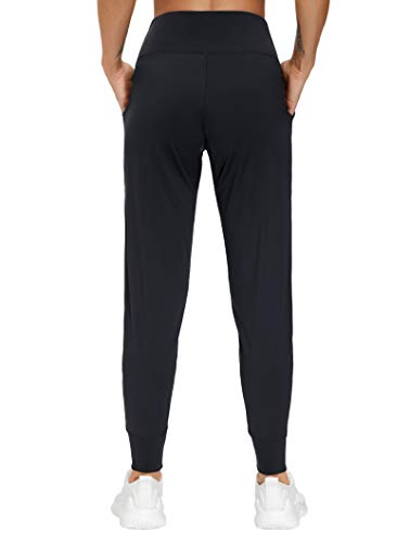 THE GYM PEOPLE Womens Joggers Pants with Pockets Athletic Leggings Tapered Lounge Pants for Workout, Yoga, Running, Training (Large, Black)