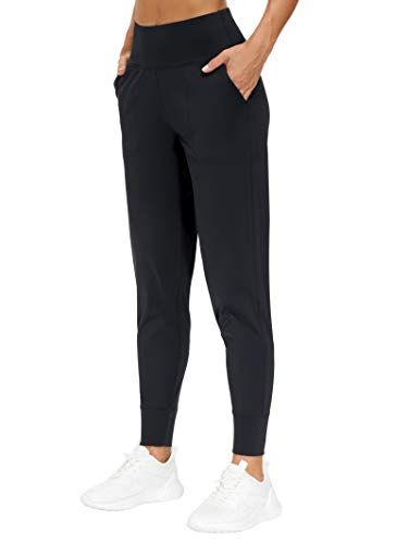 THE GYM PEOPLE Womens Joggers Pants with Pockets Athletic Leggings Tapered Lounge Pants for Workout, Yoga, Running, Training (Large, Black)