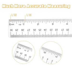 Plastic Ruler, Straight Ruler, 2PCS Clear Acrylic Ruler, 12 Inch Rulers with Centimeters and Inches, Measuring Tools for Student School Office