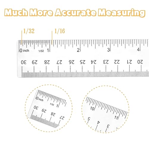 Plastic Ruler, Straight Ruler, 2PCS Clear Acrylic Ruler, 12 Inch Rulers with Centimeters and Inches, Measuring Tools for Student School Office