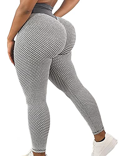 SEASUM Scrunch Butt Workout Leggings Women's High Waisted Booty Lifting Yoga Pants Textured Tummy Control Legging XL