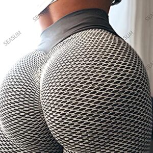 SEASUM Scrunch Butt Workout Leggings Women's High Waisted Booty Lifting Yoga Pants Textured Tummy Control Legging XL