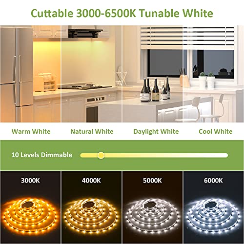 Novostella 40ft Tunable White LED Strip Light 1344 LEDs Dimmable 3000K-6500K 24V Remote Flexible LED Tape for Christmas Living Room Cabinet Counter Bedroom Home Kitchen Bar Ceiling Daylight Warm White