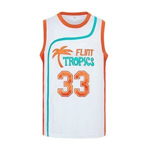 tueikgu #33 jackie moon flint tropics basketball jersey for men 90s hip hop clothing for party (white33, medium)