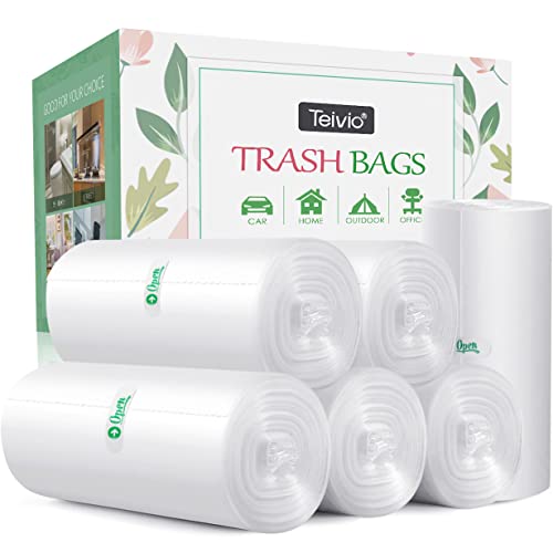 2.6 Gallon 330 Counts Strong Trash Bags Garbage Bags by Teivio, Bathroom Trash Can Bin Liners, Small Plastic Bags for home office kitchen (Clear)