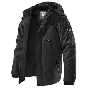 trekek men's winter ski rain warm fleece waterproof outdoor mountain hiking windbreaker hooded snow coat, black, x-large