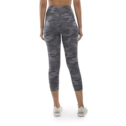 Danskin Women's Capri Legging, Grey Camo Print, Large