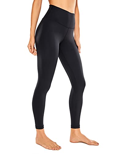 CRZ YOGA Women's Naked Feeling Yoga Pants 25 Inches - 7/8 High Waisted Workout Leggings Black Large