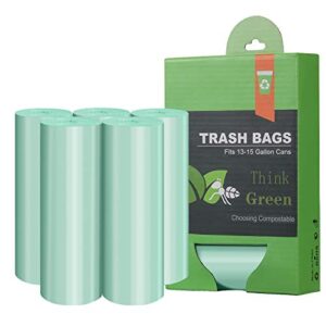 Compostable Trash Garbage bags,AYOTEE 13-15 Gallon Tall Kitchen Trash Bags,Heavy Duty Unscented 1.18Mils 55 Liter,60 Count,Strong Thicken Rubbish Waste Can Liners for Kitchen Garden Home