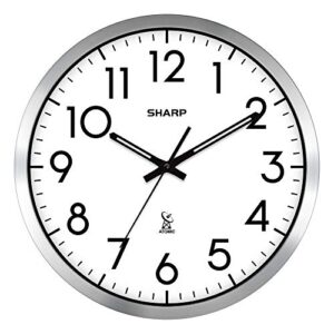 sharp atomic analog wall clock - 12" silver brushed finish sets automatically- battery operated easy to read use: simple, style fits any decor