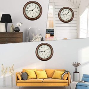 Rsobl 12 Inch Indoor Outdoor Wall Clock Waterproof with Temperature and Humidity Combo,Battery Operated Non Ticking Silent Clock Wall Decorative