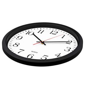 Bernhard Products Black Wall Clock, Silent Non Ticking - 16 Inch Extra Large Quality Quartz Battery Operated Round Easy to Read Home/Office/Business/Kitchen/Classroom/School Clocks