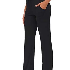 ADANIKI Womens Yoga Pants with Pockets Straight-Leg Loose Comfy Modal Drawstring Lounge Running Long Active Casual Sweatpants (Black, XL)