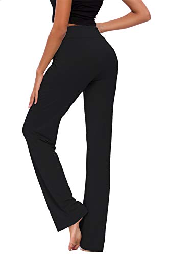 ADANIKI Womens Yoga Pants with Pockets Straight-Leg Loose Comfy Modal Drawstring Lounge Running Long Active Casual Sweatpants (Black, XL)