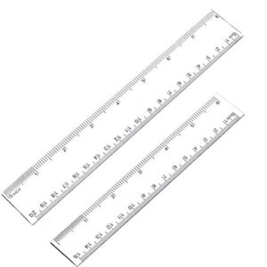 sowaka 2 pcs ruler plastic clear sraight measuring tool 6 inch 8 inch transparent drafting tools for kids students classroom home school classroom painting (6 inch - 8 inch)