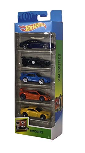 Hot Wheels 2020 HW Exotics 5-Pack (Cadillac Elmiraj, 2015 Jaguar F-Type Project 7, Porsche 911 GT3 RS, McLaren F1 GTR, Aston Martin V8 Vantage)