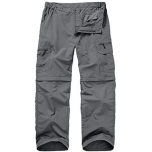 mens hiking pants convertible boy scout zip off shorts lightweight quick dry waterproof stretch breathable fishing safari pants,6101,grey,32
